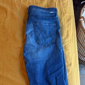 MOTHER Women's Blue Straight Jeans dazzler fray